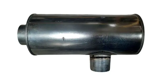 Silenciador Universal Redondo 8 X 20 Largo, Salida Lateral In/Out 3-1/2 Galvanizado
