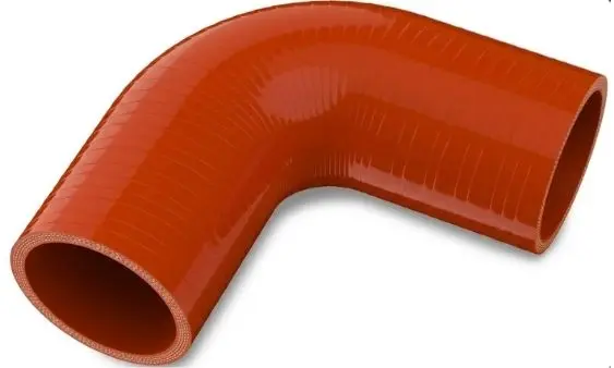 Codo Rojo 90 Grados 2.5" -  5" X 5" Siliconado, espesor 5mm, 4 lonas