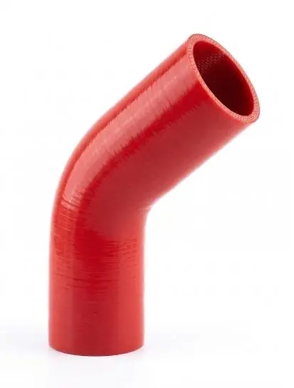 Codo Rojo 45 Grados 2.5" -  5" X 5" Siliconado, espesor 5mm, 4 lonas