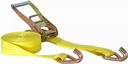 Cinta De Amarre Amarilla  Con Rachet 2 Pulg X27 Ft BS: 10000 Lbs Gancho Doble Jota