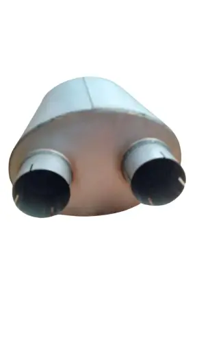 [HM-1112O] Silenciador Ovalado 4X4X14X10X24,5 Entrada Y Salida Mismo Lado 