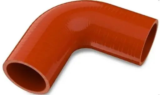 [HM-ESH2590R] Codo Rojo 90 Grados 2.5" -  5" X 5" Rojo Siliconado, espesor 5mm, 4 lonas