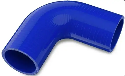 [HM-ESH2590B] Codo Azul 90 Grados 2.5" -  5" X 5" Rojo Siliconado, espesor 5mm, 4 lonas