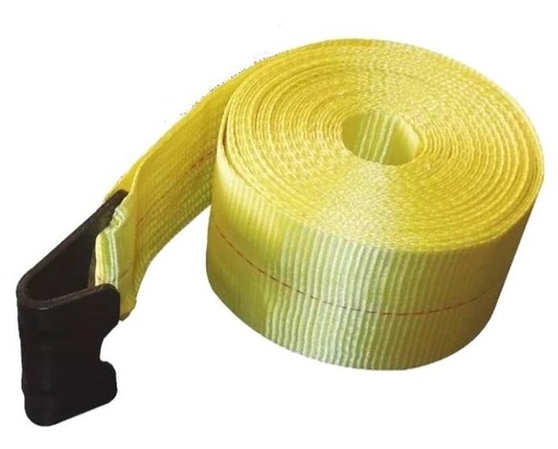 [HM-S4H27] Cinta De Amarre Amarilla Sin Rachet 4 Pulg X 27 Ft BS: 16500 Lbs Gancho Tipo Mano